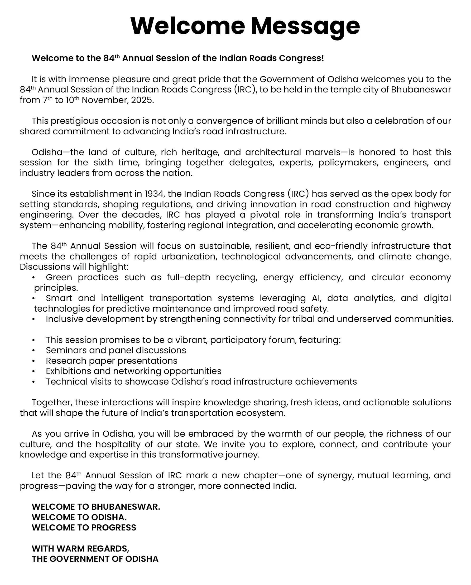 Welcome Letter